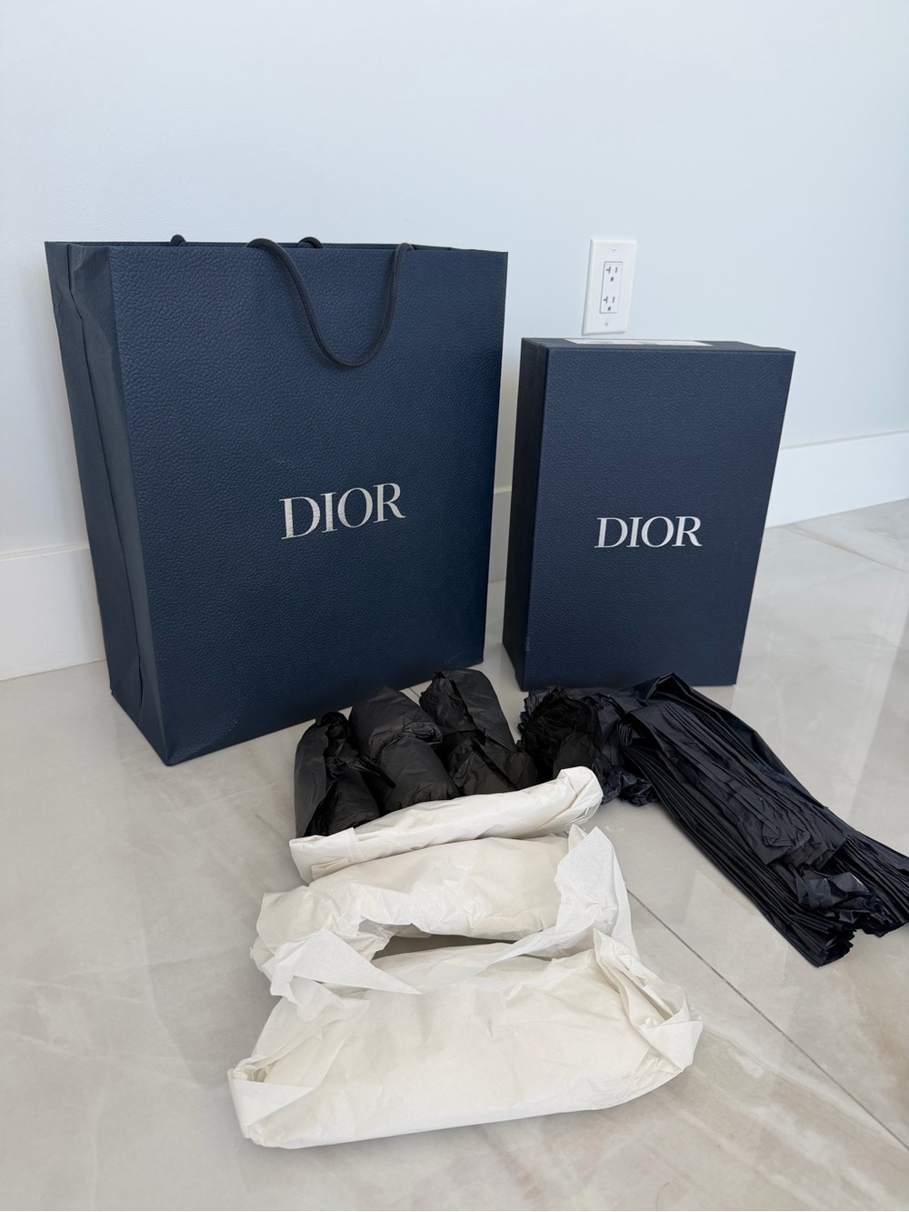 Dior Men’s Sneaker Shoe Box Tall Shopping Tissue Paper and Inserts
